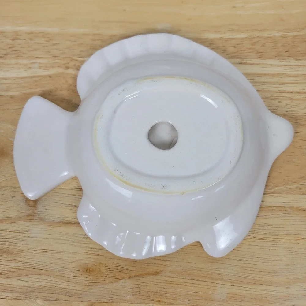Vintage Fish Shaped Ceramic Trinket Dish White 7.5